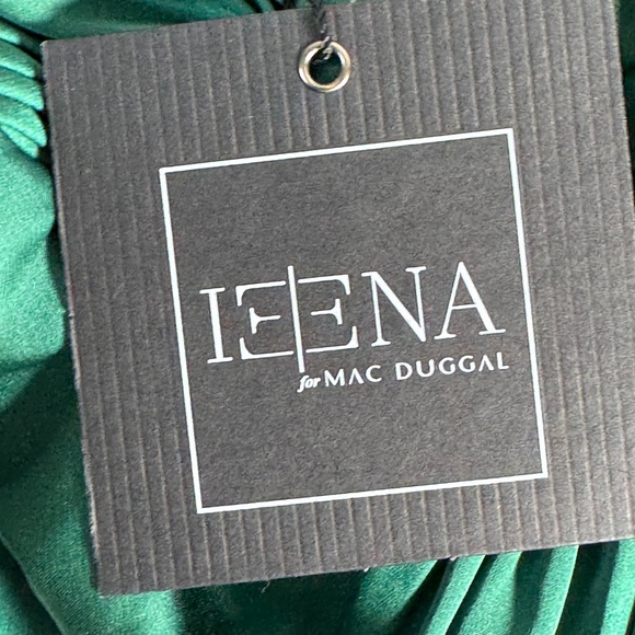 Ieena X Mac Duggal NWT Emerald Satin One Sleeved Cocktail Dress Sz 10 - Picture 12 of 13
